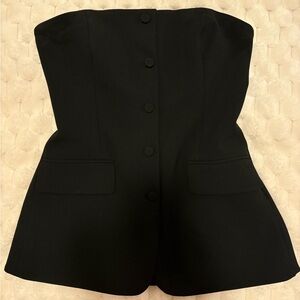 Babaton Black Strapless Zip-Back Top